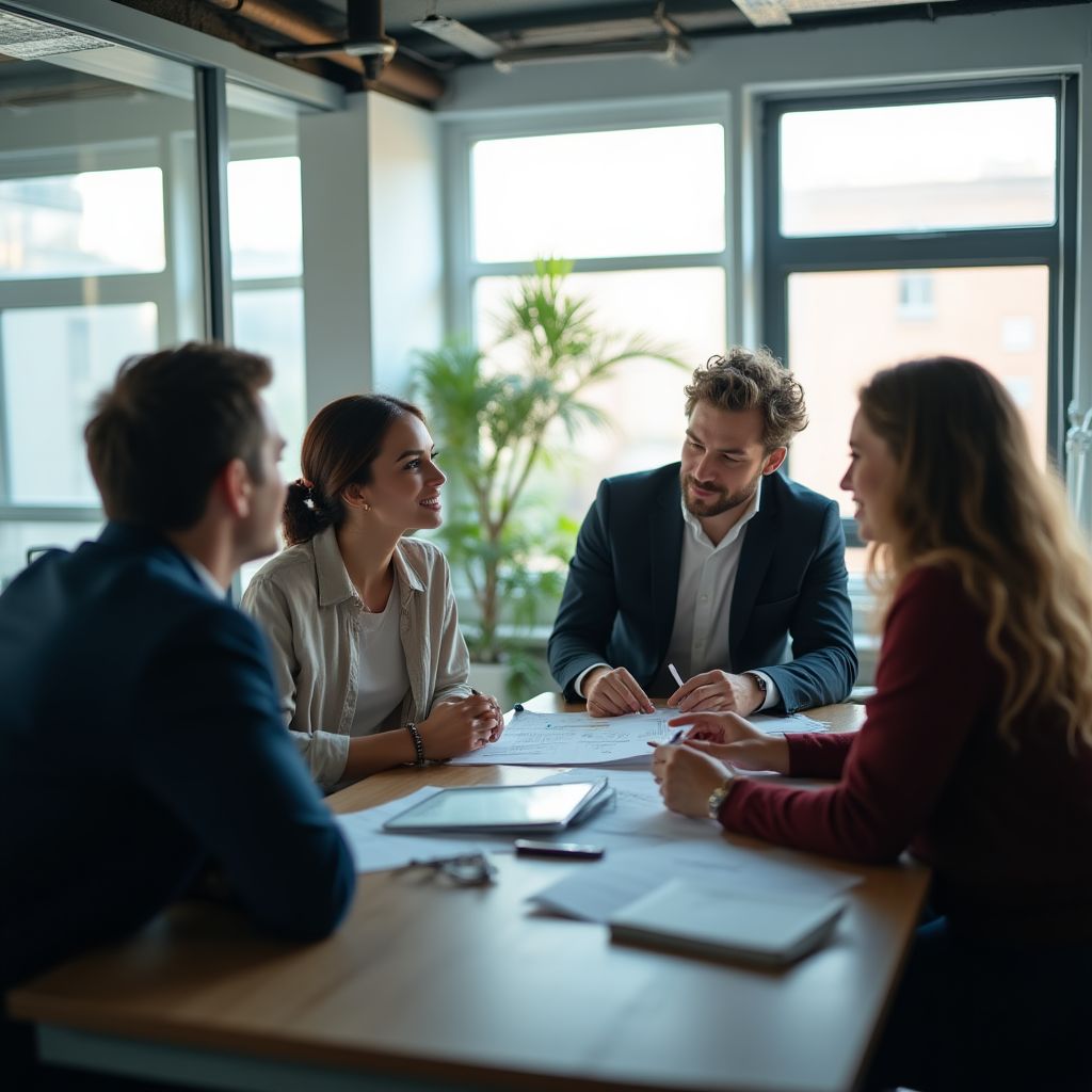 Equipo de consultores empresariales en reunión