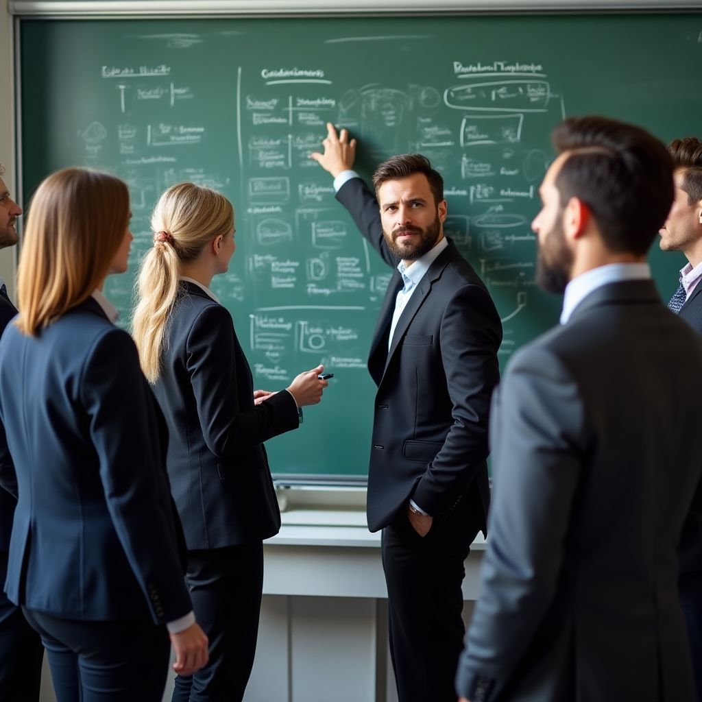 Consultores trabajando en estrategia corporativa